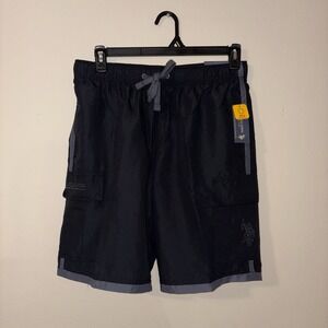 U.S. Polo Assn. Men's Black Cargo Swim Trunk Shorts with UPF 50+ Protection